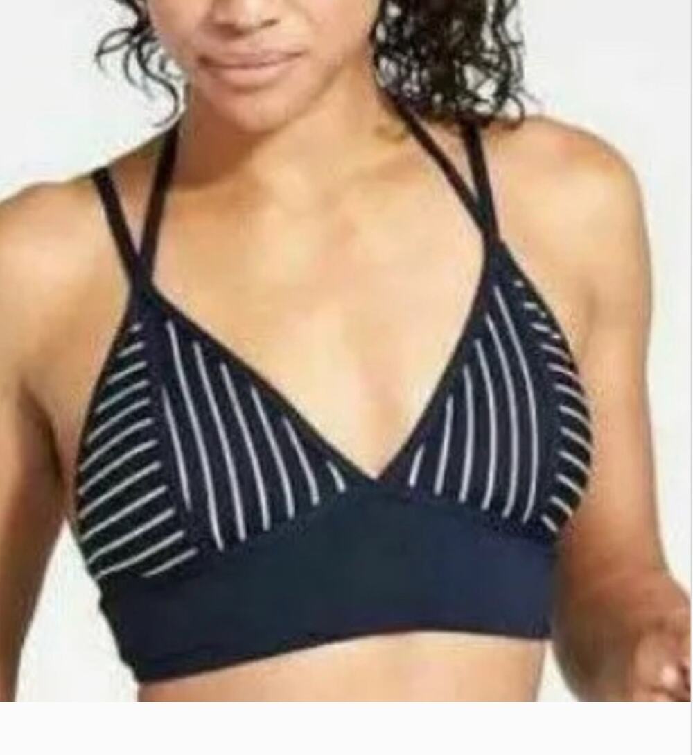 Athleta Boho Bright Stripe Bralette Bikini Top Size XS Halter Tie Triangle